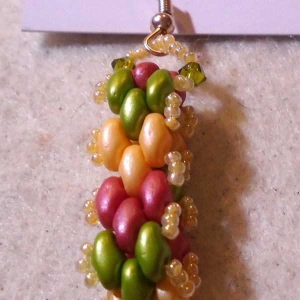 Brickwork-pattern bead earrings (customisable)