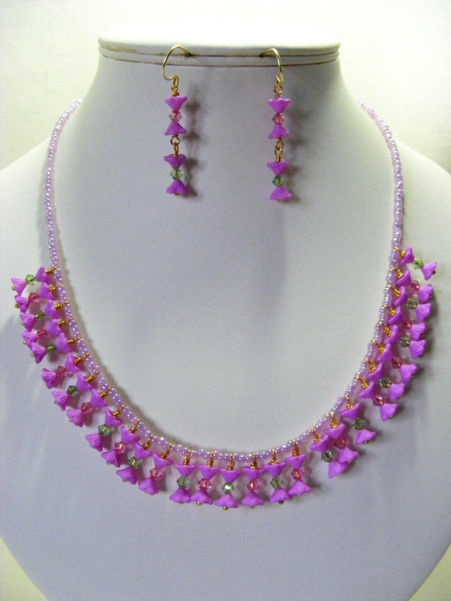 Purple Flower Jewellery Set
