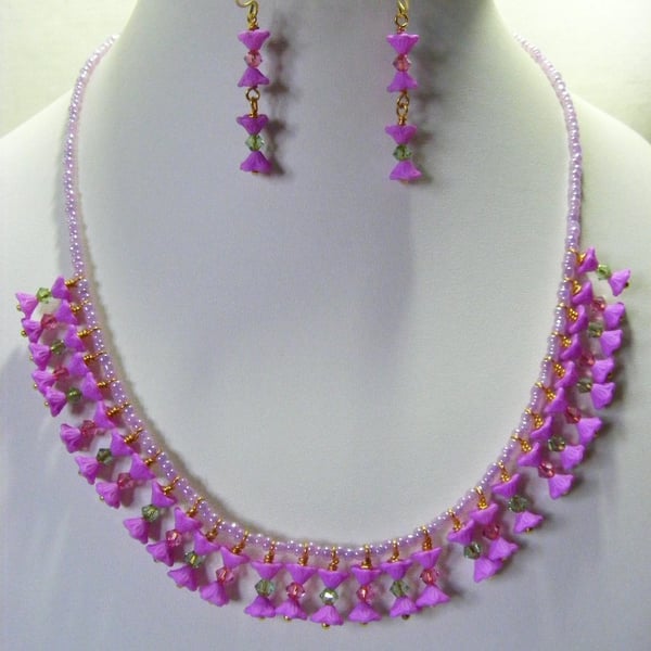 Purple Flower Jewellery Set
