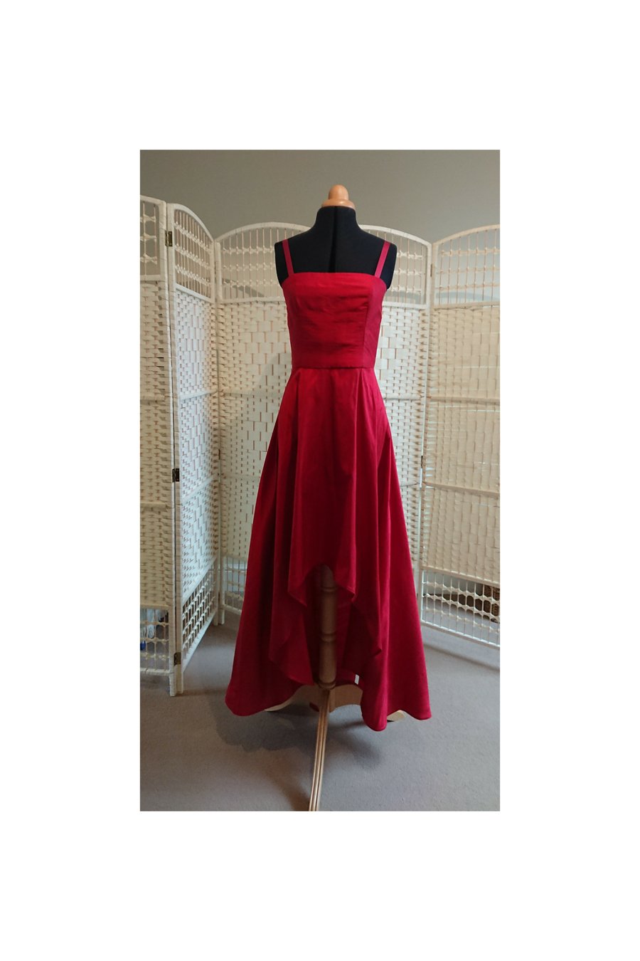 Red silk dupion summer wedding prom bridesmaid dress