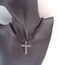 Black Crystal Cross Pendant on a Black Beaded Necklace, Black Necklace - Image 5