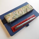 Pencil case for cover of book diary journal elasticated red and green Morris