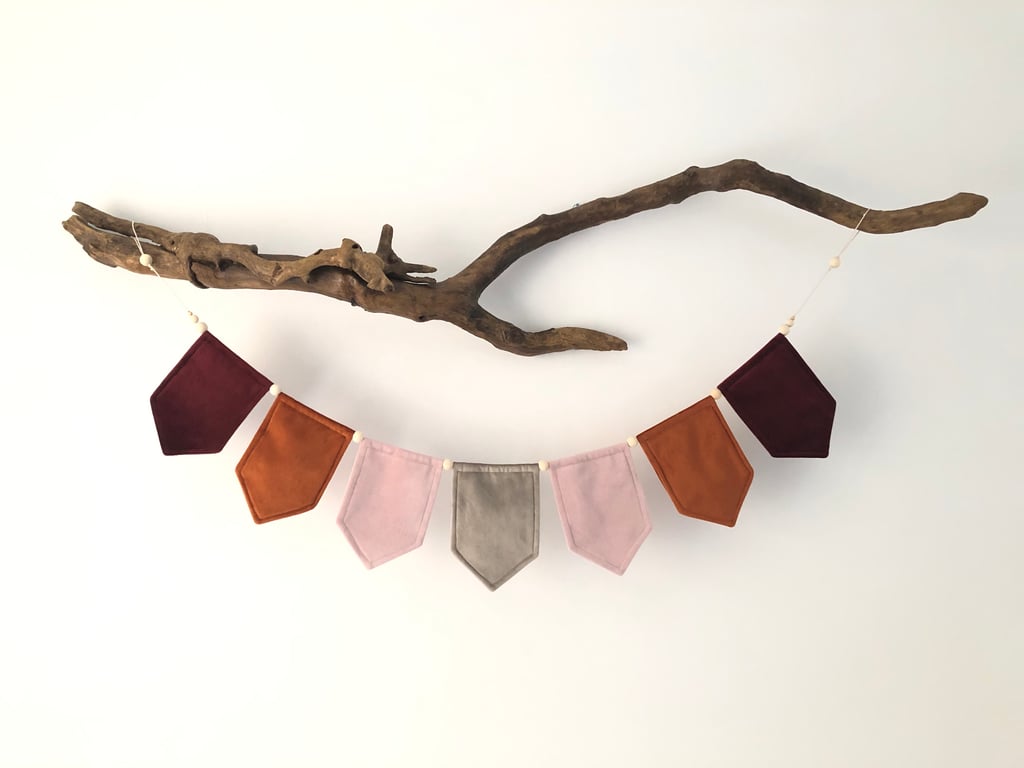 Velvet Garland Rust Neutral Nursery Room Decor Scandi Boho Bunting