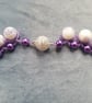 Handmade, Heavily Beaded Chunky Style Necklace Purple & white - Image 2
