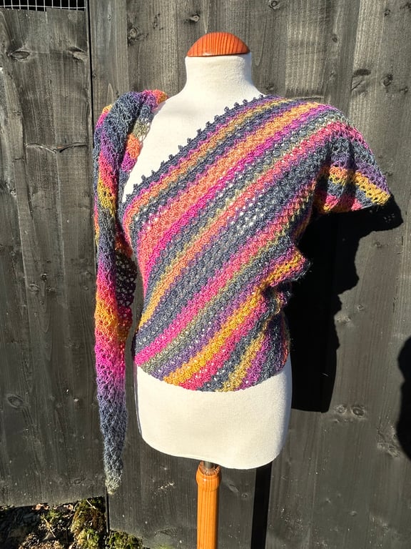Asymmetrical lace sock wool rich yarn shawl wrap scarf