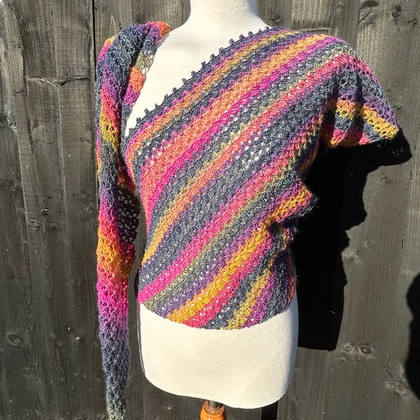 Asymmetrical lace sock wool rich yarn shawl wrap scarf