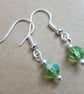 swarovski crystal earrings green peridot colour 6mm crystals silver plate 