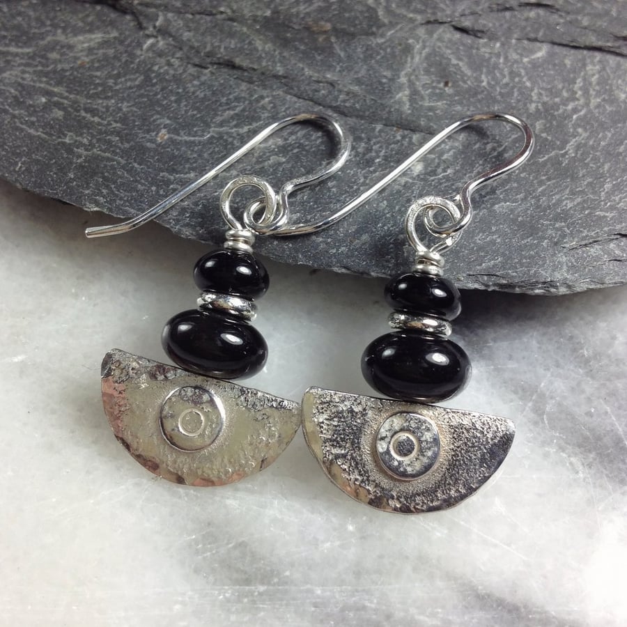 Silver and onyx earrings Ulu 