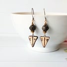 Cream Triangle Handmade Drop Earrings
