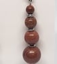 Brown Sandstone Graduated Drop Earrings – Stainless Steel Studs Handmade - Image 2