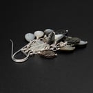 Mother of pearl and black lip shell sterling silver handmade double drop earring