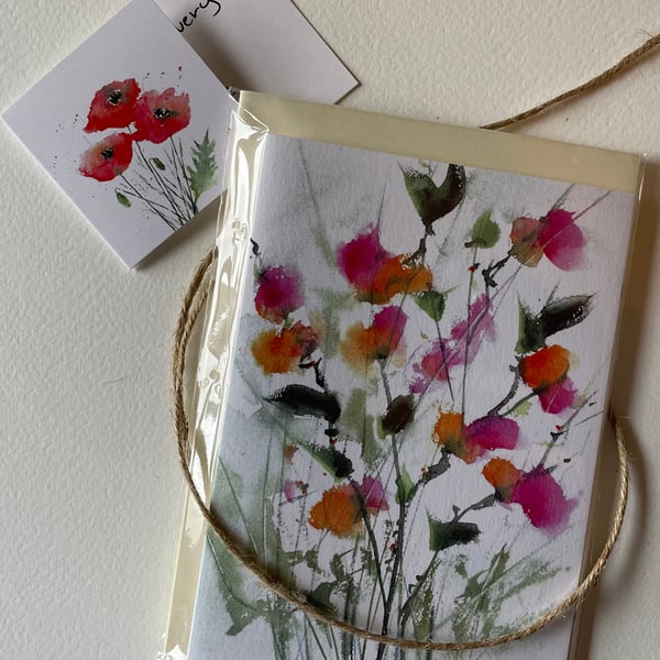 Three Sweet Peas printed greeting cards