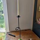 Single Metal Candle Holder Satin Black and Green