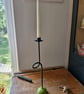 Single Metal Candle Holder Satin Black and Green