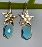 Star crystal drop earrings aquamarine glass beautiful retro - Image 6
