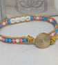 Trans ally bead and gold leather bracelet, LGBTQ - Image 6