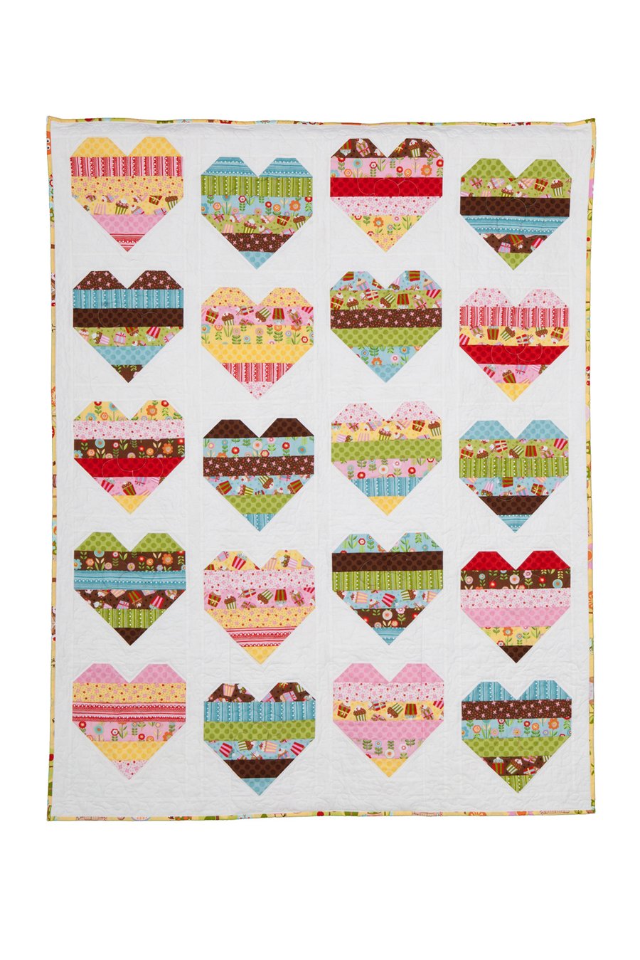 Candy Hearts Patchwork Quilt come Cushion