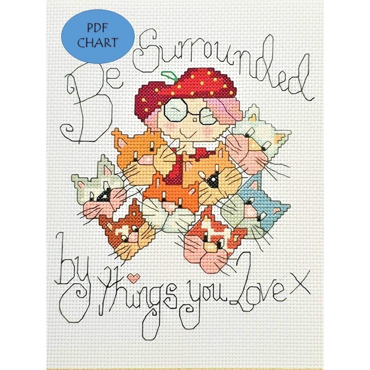 Cats cute Cross Stitch quote Instant digital Download PDF Pattern chart