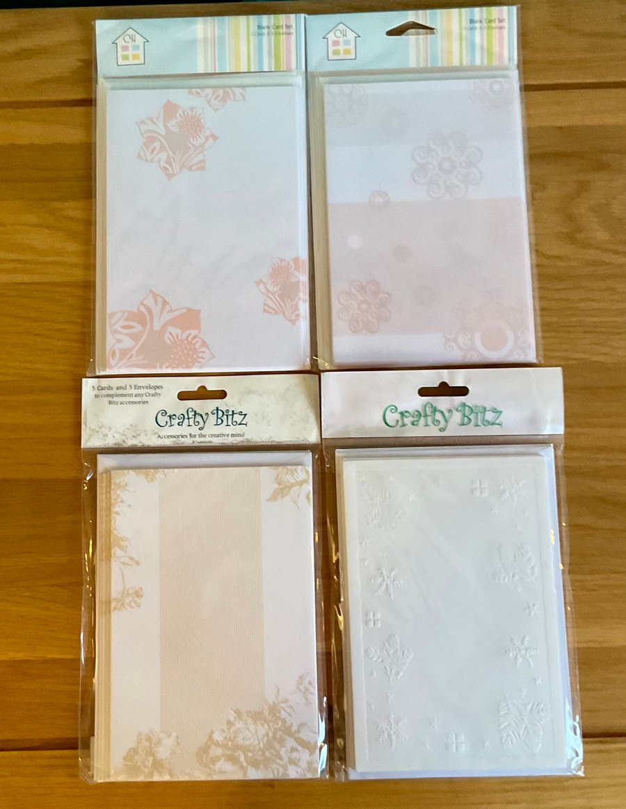 Four mixed packs of card blanks and envelopes by Crafty Bitz and Crafts House