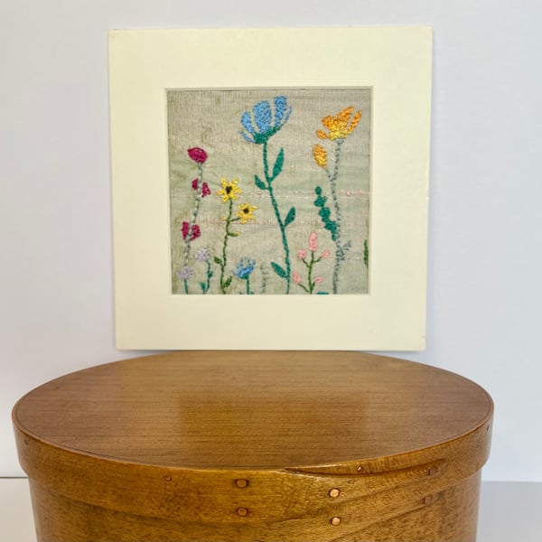 Textile Art - Hand embroidered picture - “Flower Meadow”