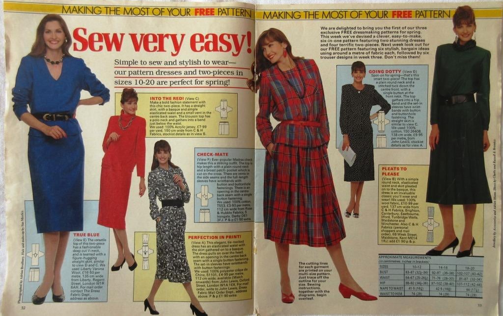 A multi-size sewing pattern for women's dresses and two-pieces (Woman's Weekly)