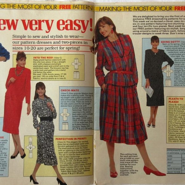 A multi-size sewing pattern for women's dresses and two-pieces (Woman's Weekly)