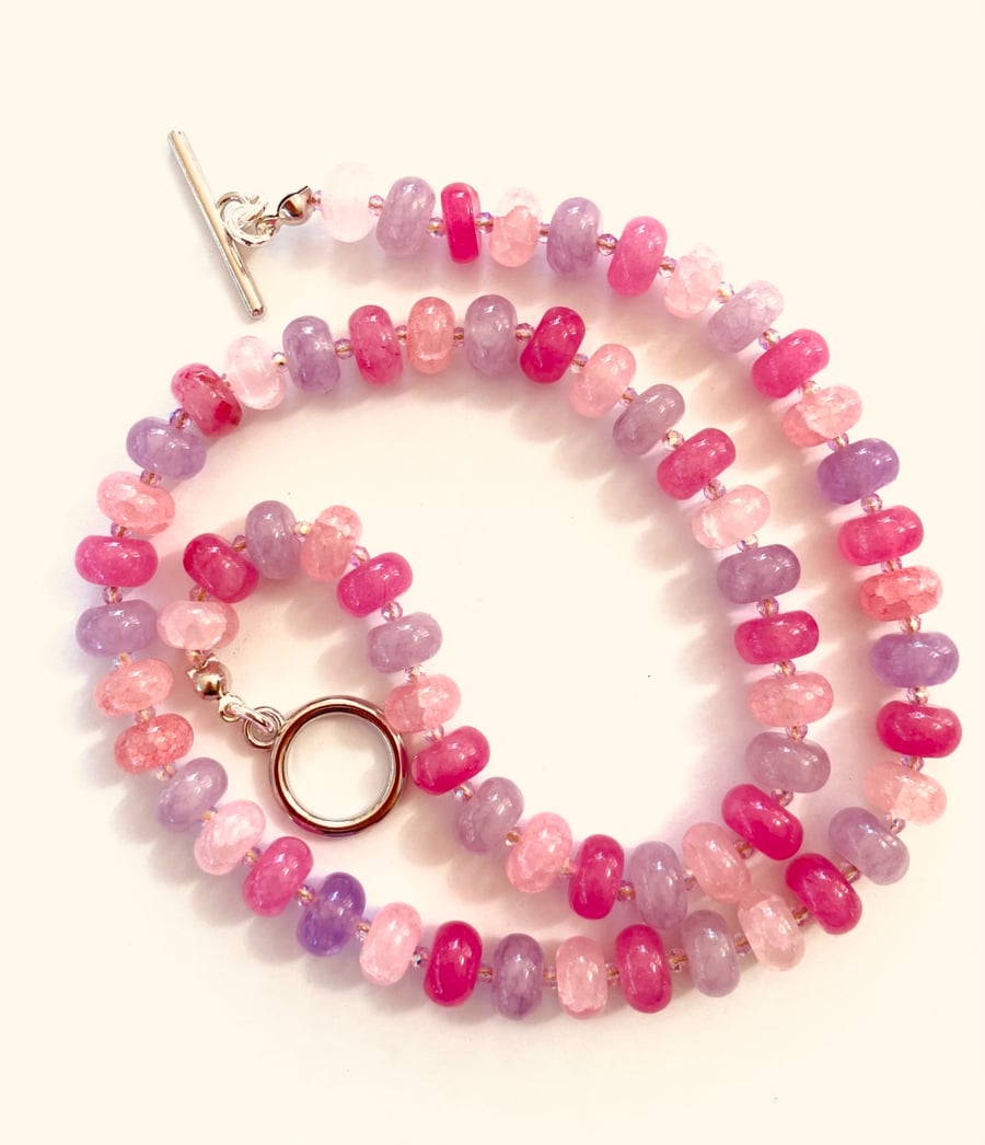 Mixed pink rondelle necklace 