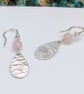 sea ripples drop earrings sterling silver teardrop rose quartz gemstone