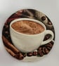 Coffee Beans with Cinnamon Sticks Wooden Coasters