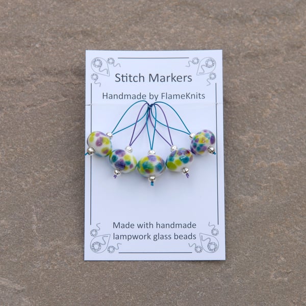 Lampwork Stitch Markers - Funky Pop