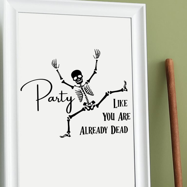 Party Of The Dead Halloween Party Mirror Sticker Skelton Party Decal Decor