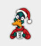 Unique Funny Christmas Sticker Xmas Decal - Cute Duck In Santa Hat - Image 1