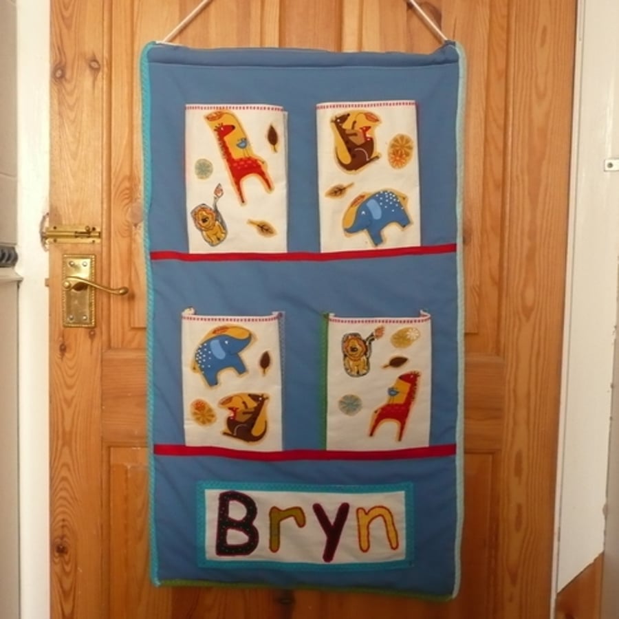 childrens personalised storage pockets