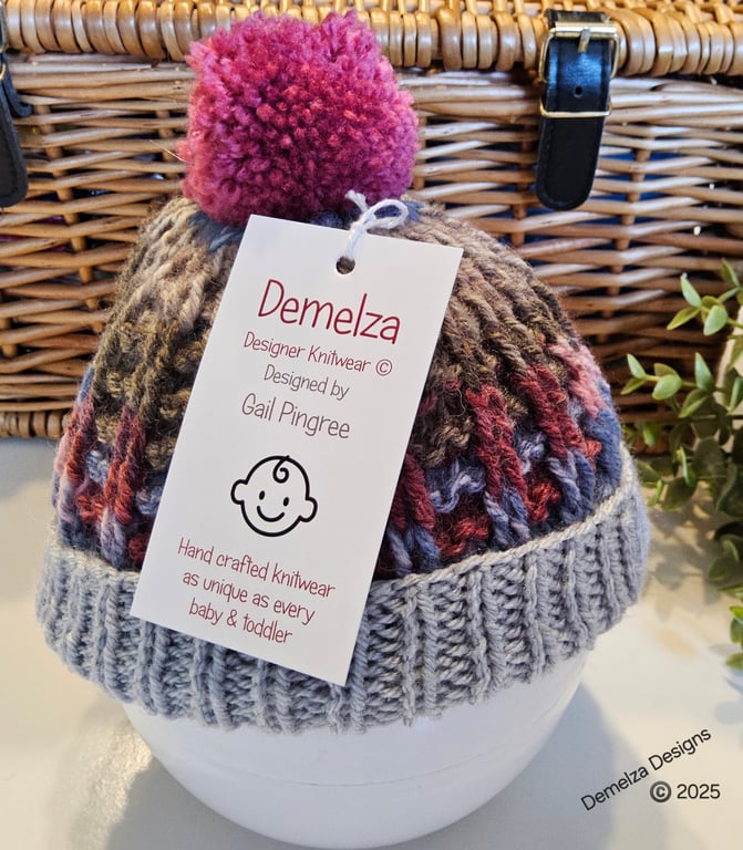 Designer Hand Knitted Soft Baby Beanie Hat with Merino Wool 0-3 months