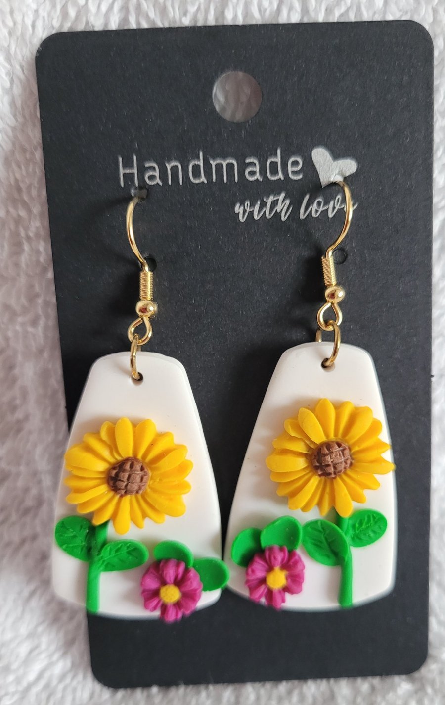 Handmade Polymer Clay  Flower Earrings. 316 Surgical Stainless Steel