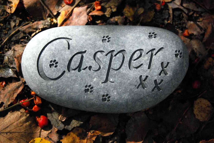 Personalised Pet Memorial Stone for Pet Dog Cat Garden UK - Simple