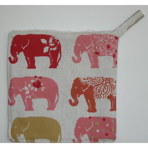 Elephant Pot Holder Potholder Kitchen Grab Mat Pad Red Elephants