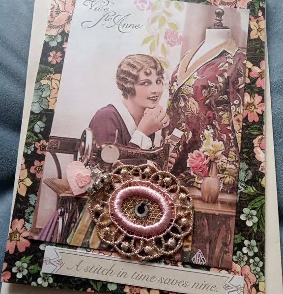 Vintage-style Sewing Card - Pretty Greeting Card - Keepsake