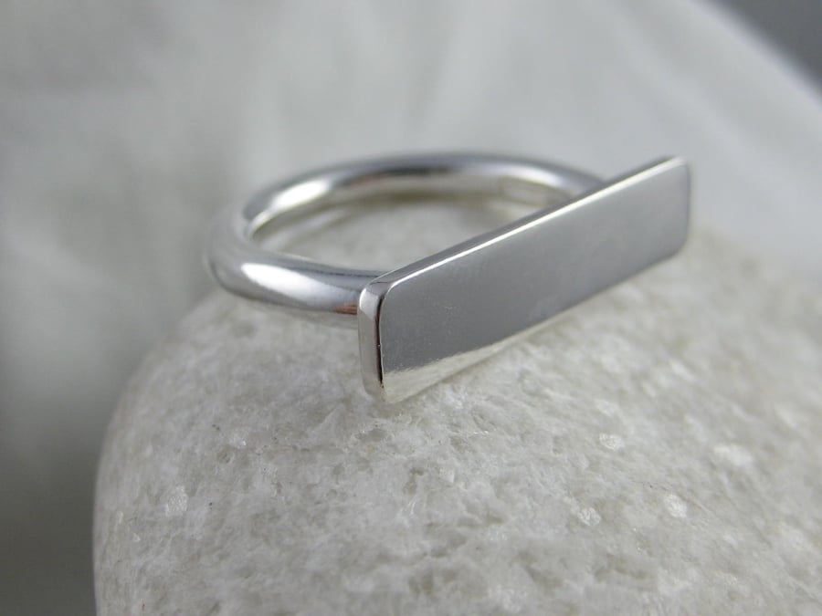 Abstract Sterling Silver Ring Size P - Handmade By CMcB Jewellery
