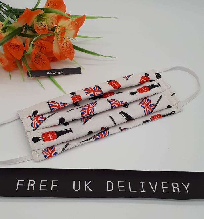 Face mask,  large, 3 layer,  machine washable in Queens guard fabric.  