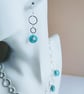 Turquoise & Shell Pearl Multi Charm Drop Fancy Silver Circle Chain Necklace Set - Image 8