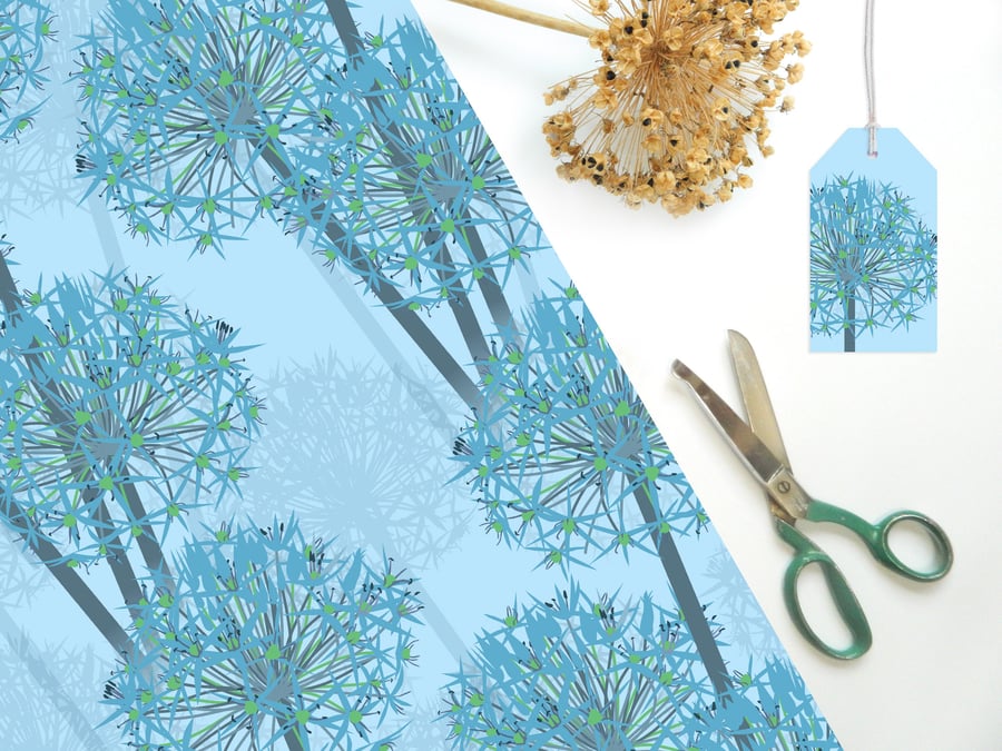 Winter Allium Gift Wrapping Paper - Single Sheet, eco friendly