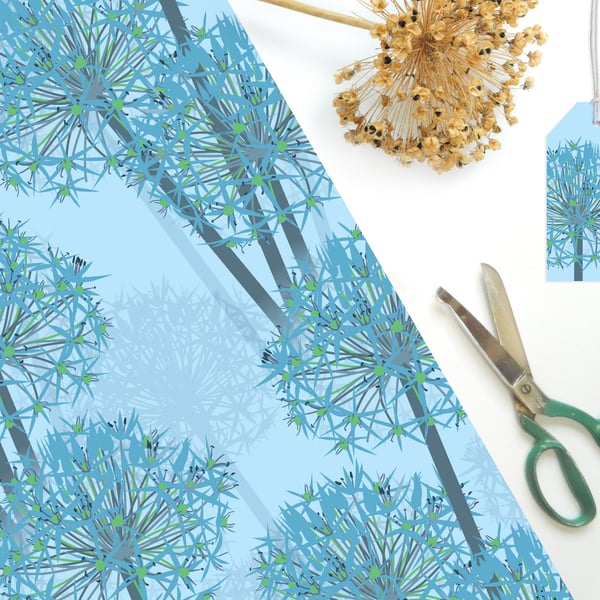 Winter Allium Gift Wrapping Paper - Single Sheet, eco friendly