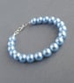 Light Blue Single Strand Pearl Bracelet - Pale Blue Wedding Jewellery - Gifts - Image 1