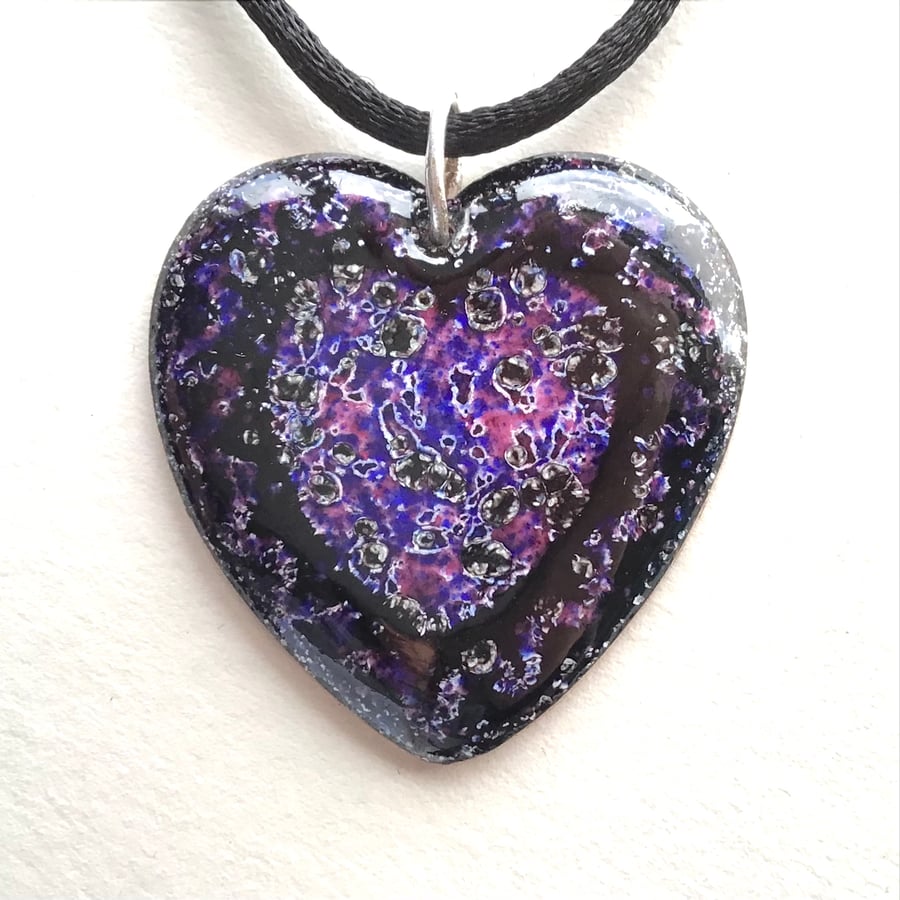 Large Enamelled Heart-shaped Pendant - 'Perfectly Imperfect'
