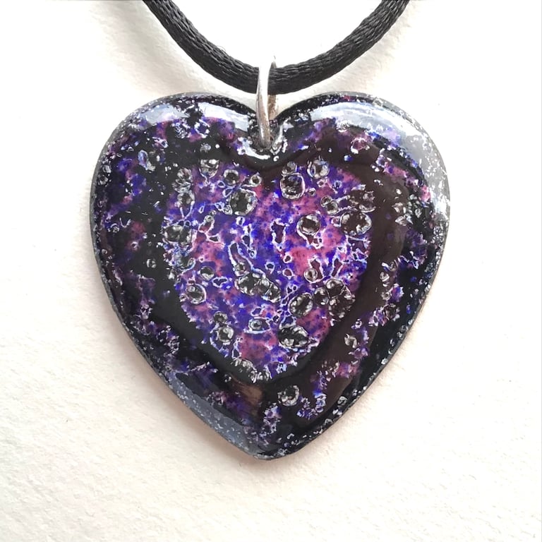 Large Enamelled Heart-shaped Pendant - 'Perfectly Imperfect'