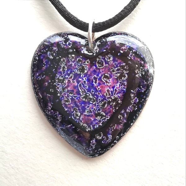 Large Enamelled Heart-shaped Pendant - 'Perfectly Imperfect'