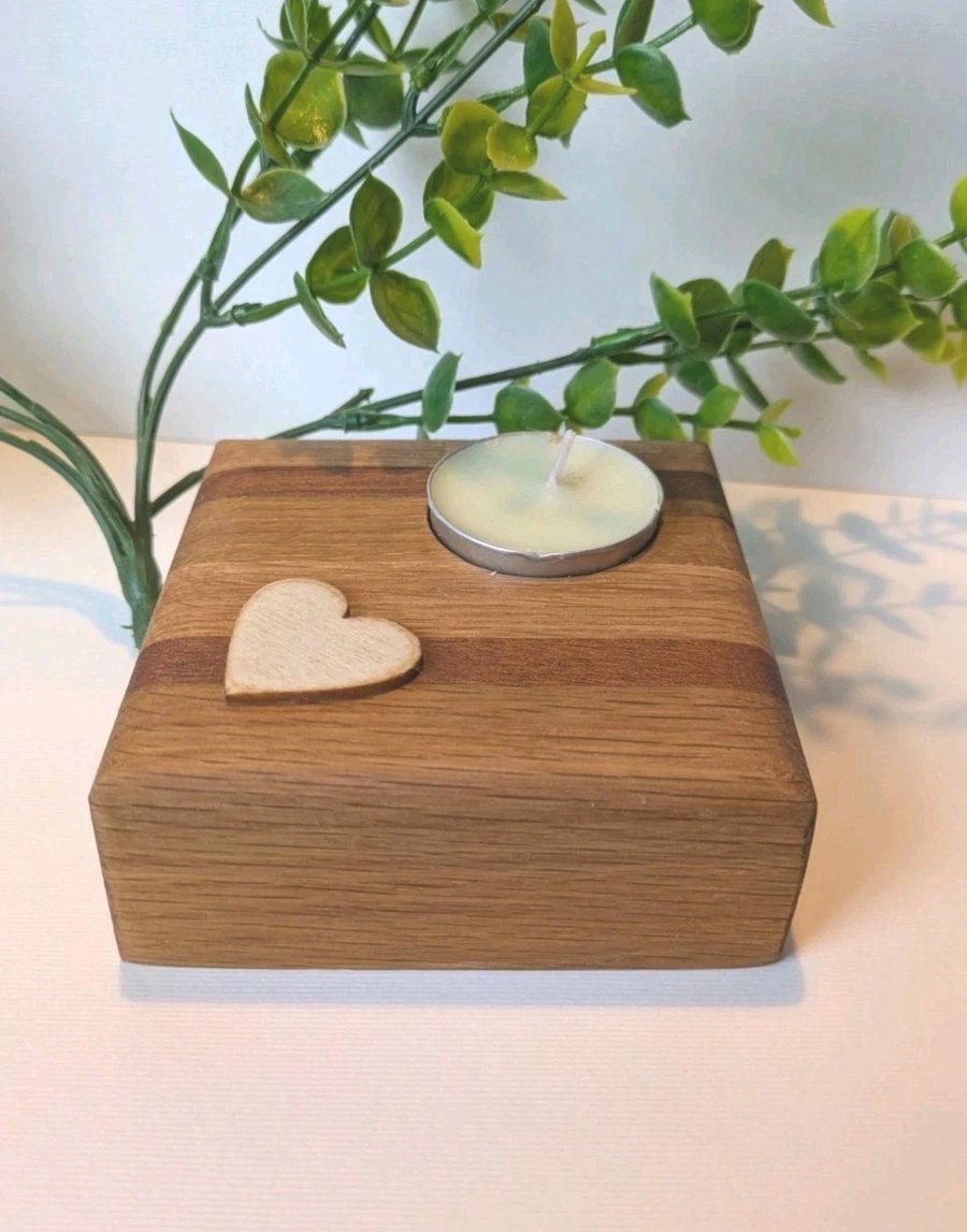 Recycled Oak and Mahogany Tea Light holder 