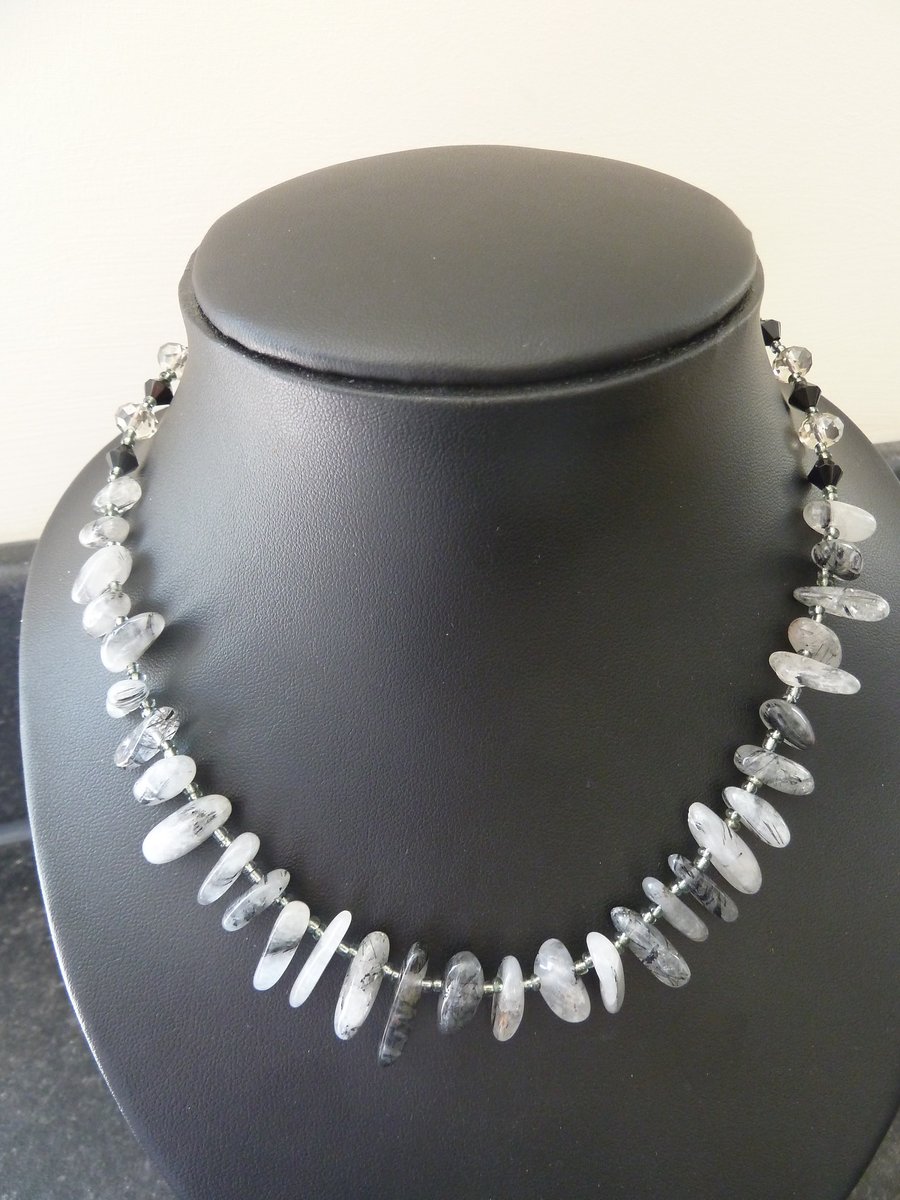 SALE black quartz necklace