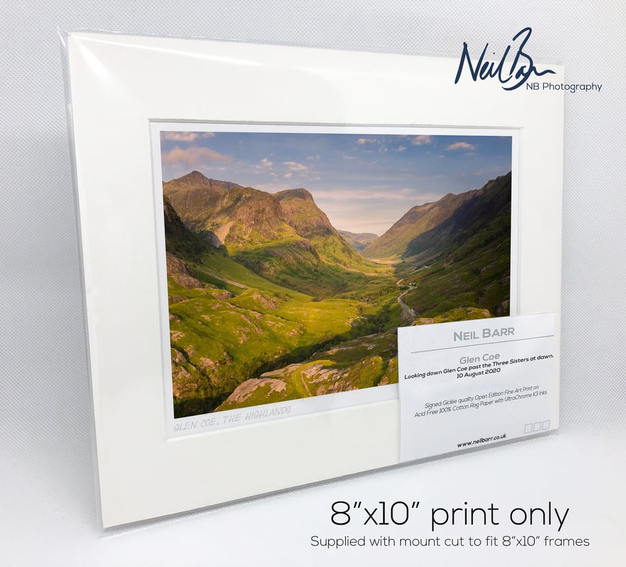 Glen Coe & Three Sisters, the Highlands, Scotland - A5 (10" x 8") Unframed Print